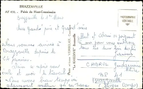 Ak Brazzaville Franz. Kongo, Palais du Haut Commissaire