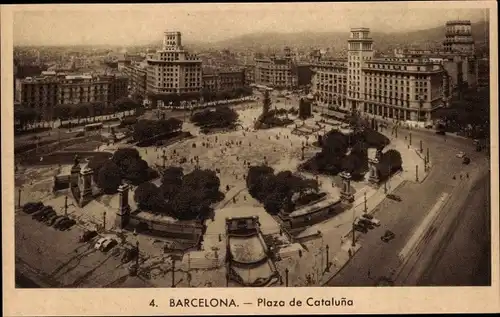 Ak Barcelona Katalonien Spanien, Plaza de Cataluna