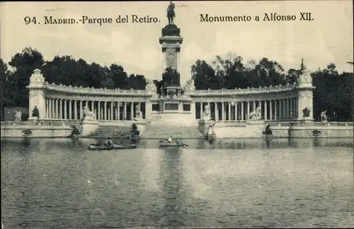 Ak Madrid Spanien, Parque del Retiro, Monumento a Alfonso XII
