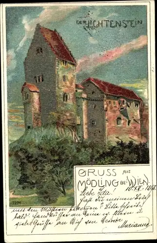 Künstler Ak Mödling in Niederösterreich, Burg Liechtenstein