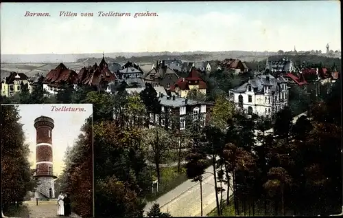 Ak Barmen Wuppertal, Villen vom Toelleturm aus, Toelleturm