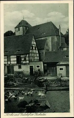 Ak Zschaitz Ottewig in Sachsen, Gasthof und Kirche