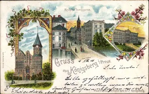 Litho Kaliningrad Königsberg Ostpreußen, Post, Kneiphof, Langgasse, Dom