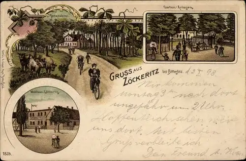 Litho Zöckeritz bei Bitterfeld in Sachsen Anhalt, Waldhaus, Forstmeisterei