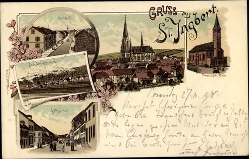 Litho St. Ingbert im Saarland, Kirche, Eisenwerk, Ludwigstraße