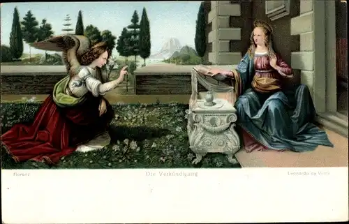 Künstler Ak Da Vinci, Leonardo, Die Verkündigung, Engel