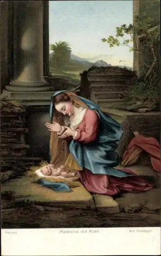 Künstler Ak Correggio, Ant., Madonna mit Kind