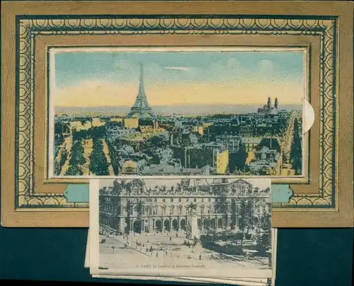 Leporello Ak Paris, Vue générale, Tour Eiffel, Louvre, Monument Gambetta