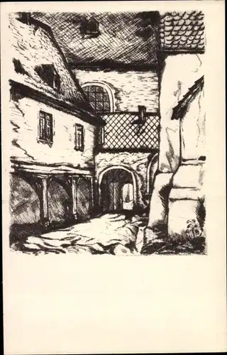 Künstler Ak Brosig F., Eberbach Eltville, Kloster, Hof