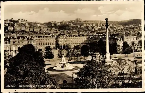 Ak Stuttgart in Baden Württemberg, Schlossplatz mit neuem Schloss