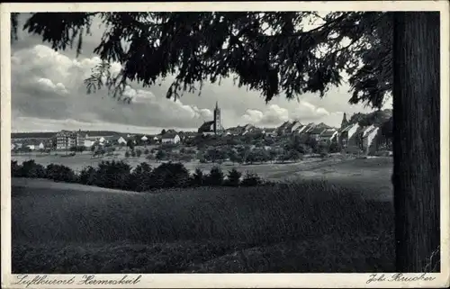 Ak Hermeskeil in Rheinland Pfalz, Gesamtansicht mit Kirche, Felder