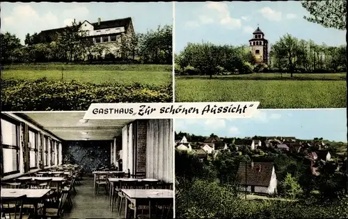 Ak Eulenbis Weilerbach in der Pfalz, Teilansicht, Gasthaus "Zur schönen Aussicht"