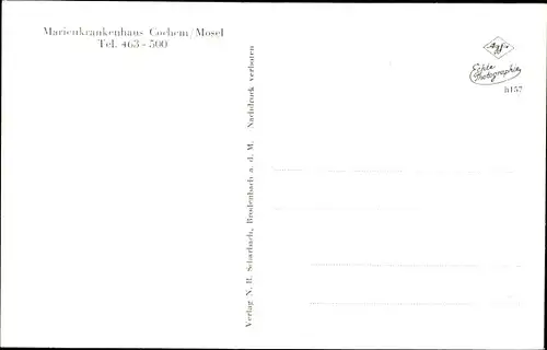 Ak Cochem an der Mosel, Teilansicht mit Marienkrankenhaus