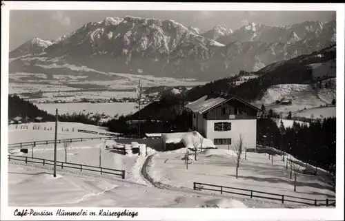 Ak Oberaudorf am Inn Oberbayern, Café-Pension Hummelei, Kaisergebirge, Winter
