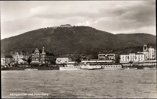 Ak Königswinter am Rhein, Petersberg, Rheinpartie, Rheindampfer