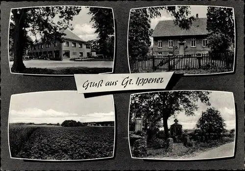 Ak Groß Ippener in Niedersachsen, Gebäude, Feld, Ehrenmal