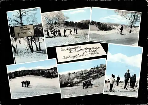 Ak Sankt Andreasberg Braunlage im Oberharz, Skiübungshänge, Winter, Schlepplift