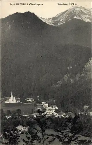 Ak Kreuth am Tegernsee Oberbayern, Gesamtansicht mit Hirschberg