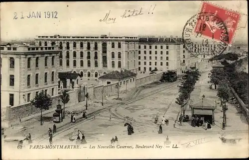 Ak Paris XVIII. Arrondissement Buttes-Montmartre, Les Nouvelles Casernes, Boulevard Ney