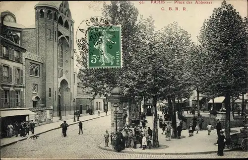 Ak Paris XVIII. Buttes Montmartre, Place des Abbesses