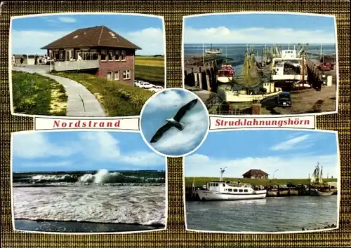 Ak Insel Nordstrand in Nordfriesland, Strucklahnungshörn, Hafen, Boote