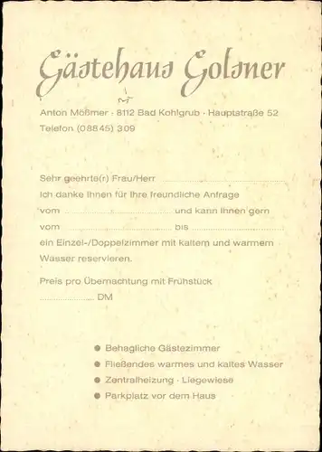 Ak Bad Kohlgrub in Oberbayern, Gästehaus Golsner, Edeka