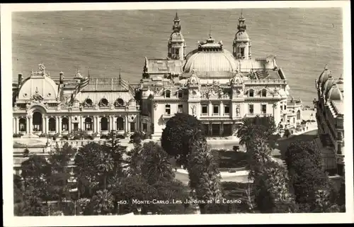 Ak Monte Carlo Monaco, Les Jardins et le Casino, Fliegeraufnahme