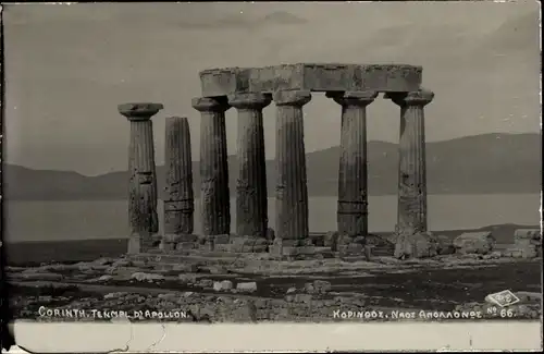 Ak Korinth Griechenland, Apollontempel, Gesamtansicht
