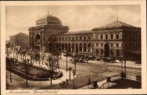 Ak Mannheim in Baden, Hauptbahnhof, Straßenbahn