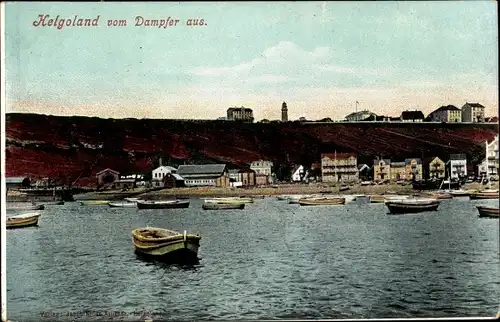 Ak Nordseeinsel Helgoland, Blick vom Dampfer aus, Boote