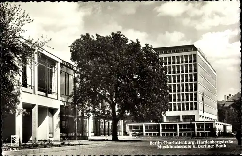 Ak Berlin Charlottenburg, Hardenbergstraße, Musikhochschule, Berliner Bank, Klinke B 764