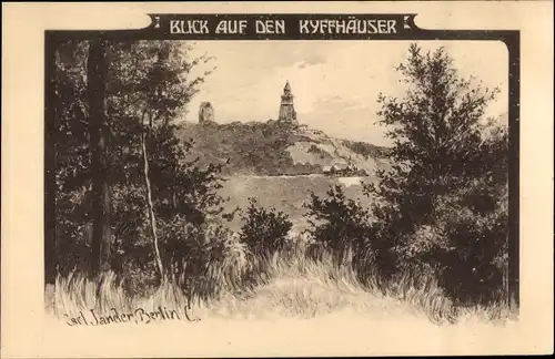 Künstler Ak Carl Jander, Kyffhäuserland in Thüringen, Kyffhäuser, Kaiser Wilhelm Denkmal