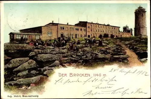 Litho Brocken Nationalpark Harz, Brockenhotel, Brockenturm