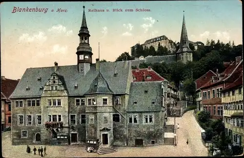 Ak Blankenburg am Harz, Rathaus, Schloss