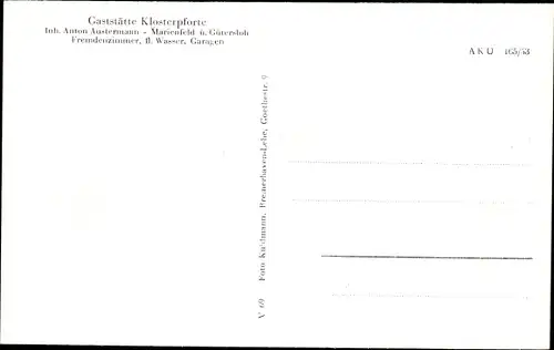 Ak Marienfeld Harsewinkel Westfalen, Gaststätte "Klosterpforte", Klosterkirche, Kaffeegarten