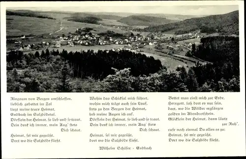 Ak Bad Endbach in Hessen, Gesamtansicht, Gedicht von Wilhelm Schäfer