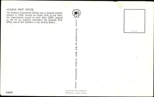 Ak Kalifornien USA, Kaweah Post Office