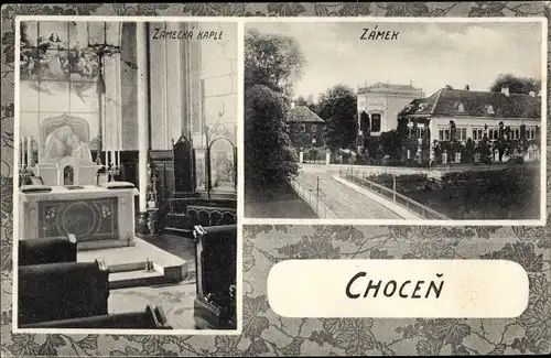 Ak Choceň Chotzen Region Pardubice, Schloss, Zamek, Zamecka kaple