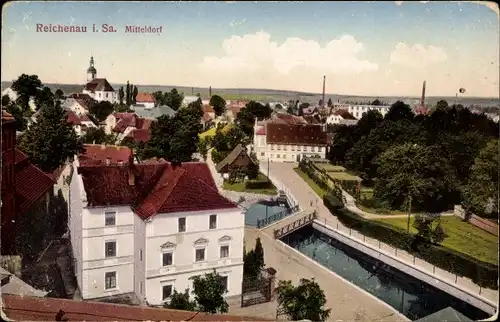 Ak Bogatynia Reichenau in Sachsen Schlesien, Mitteldorf