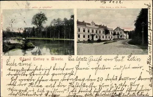 Ak Lázně Letiny Bad Lettin Region Pilsen, Villa Anna, Villa Ervin, U Rybnicku