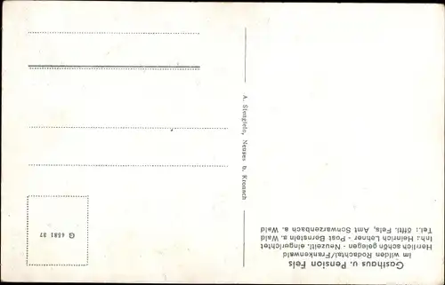 Ak Bernstein Schwarzenbach am Wald in Oberfranken, Gasthaus und Pension Fels