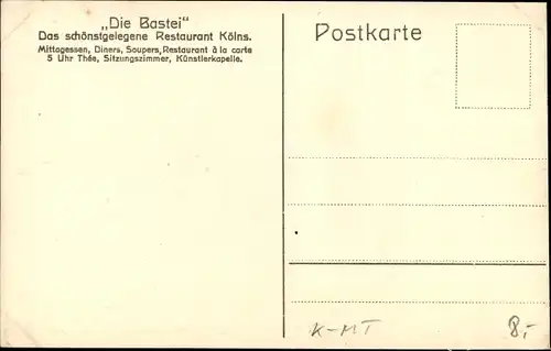 Ak Köln am Rhein, Rheinrestaurant Die Bastei