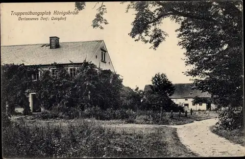 Ak Quosdorf Königsbrück in der Oberlausitz, Truppenübungsplatz, verlassenes Dorf