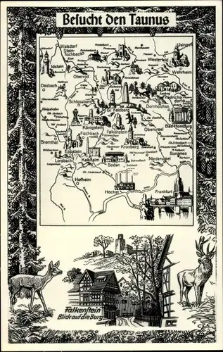 Landkarten Ak Falkenstein Königstein im Taunus, Burg
