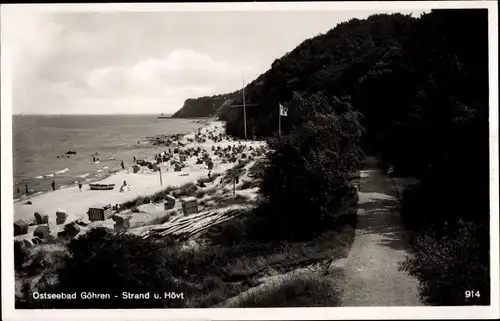 Ak Ostseebad Göhren auf Rügen, Wegpartie mit Strand und Hövt