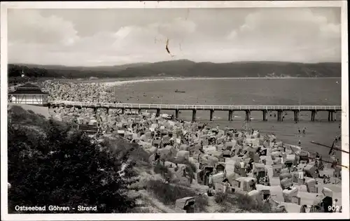 Ak Ostseebad Göhren auf Rügen, Strand, Seebrücke