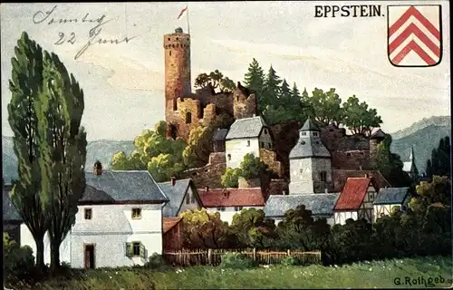 Künstler Ak Rothgeb, G., Eppstein im Taunus, Blick auf die Burg
