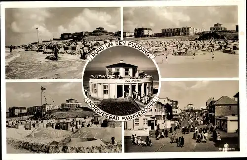 Ak Nordseebad Wangerooge in Ostfriesland, Rund um den Pudding, Strand, Promenade