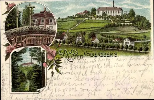 Litho Bad Brückenau im Sinntal Unterfranken, Kloster Volkersberg