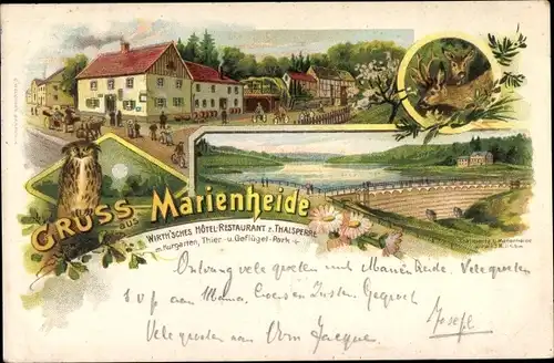 Litho Marienheide im Bergischen Land, Hotel und Restaurant zur Talsperre, Sperrmauer